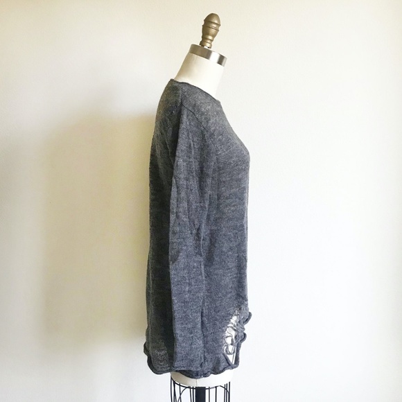 H&M Distressed Ripped Grey Knit Sweater - Picture 2 of 4